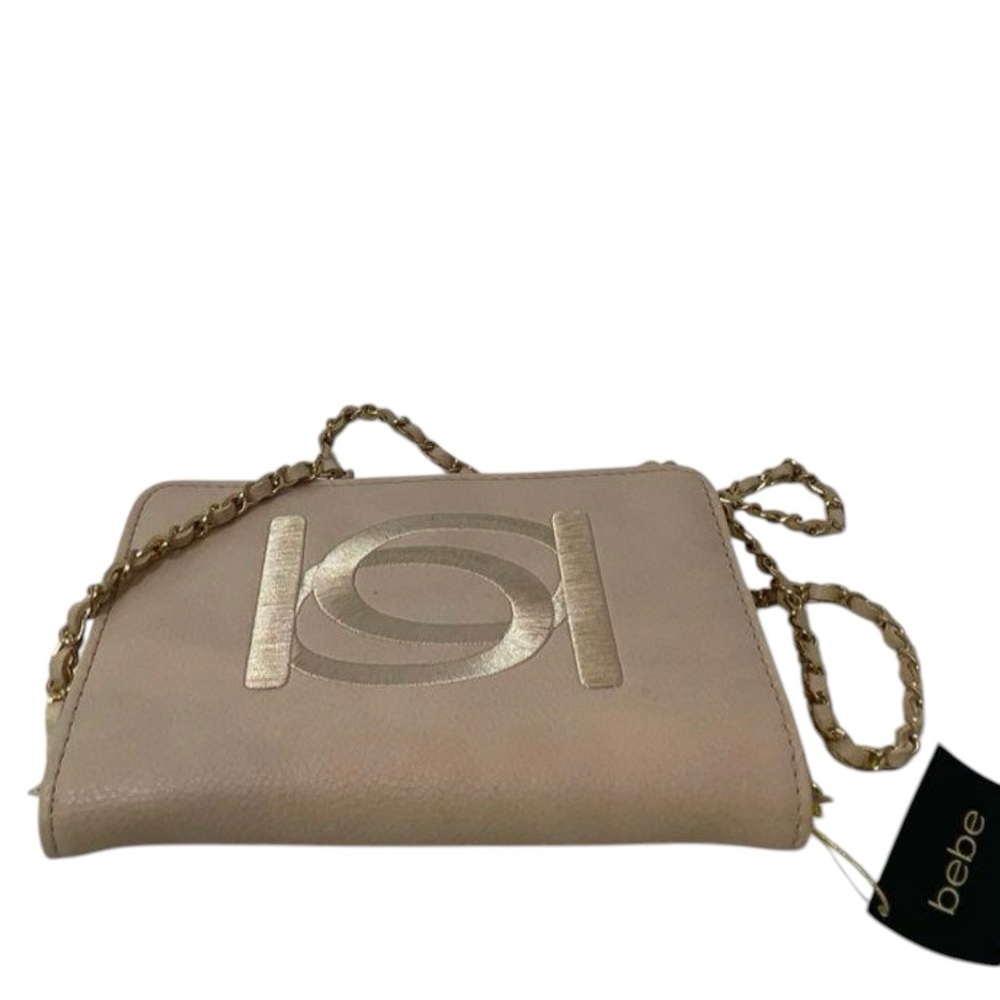 Bebe Beige Crossbody Bag with Gold Chain
